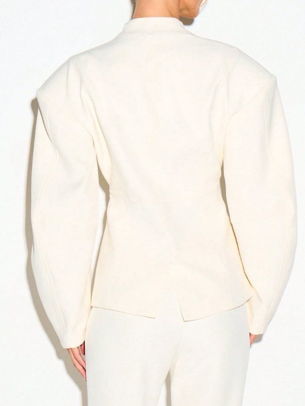 White Elegant Women's Loose Regular V Neck Single Breasted Pockets Jacket - Picture 2 of 5